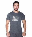Supplementler.com Never Give Up T-Shirt Gri – Erkek Spor Giyim