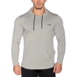 MuscleCloth Training Kapüşonlu Uzun Kollu T-Shirt Gri – Erkek Spor Giyim