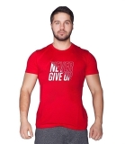Supplementler.com Never Give Up T-Shirt Kırmızı – Erkek Spor Giyim