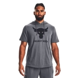 Under Armour Project Rock Terry Kapüşonlu Kısa Kollu Sweatshirt Gri – Erkek Spor Giyim